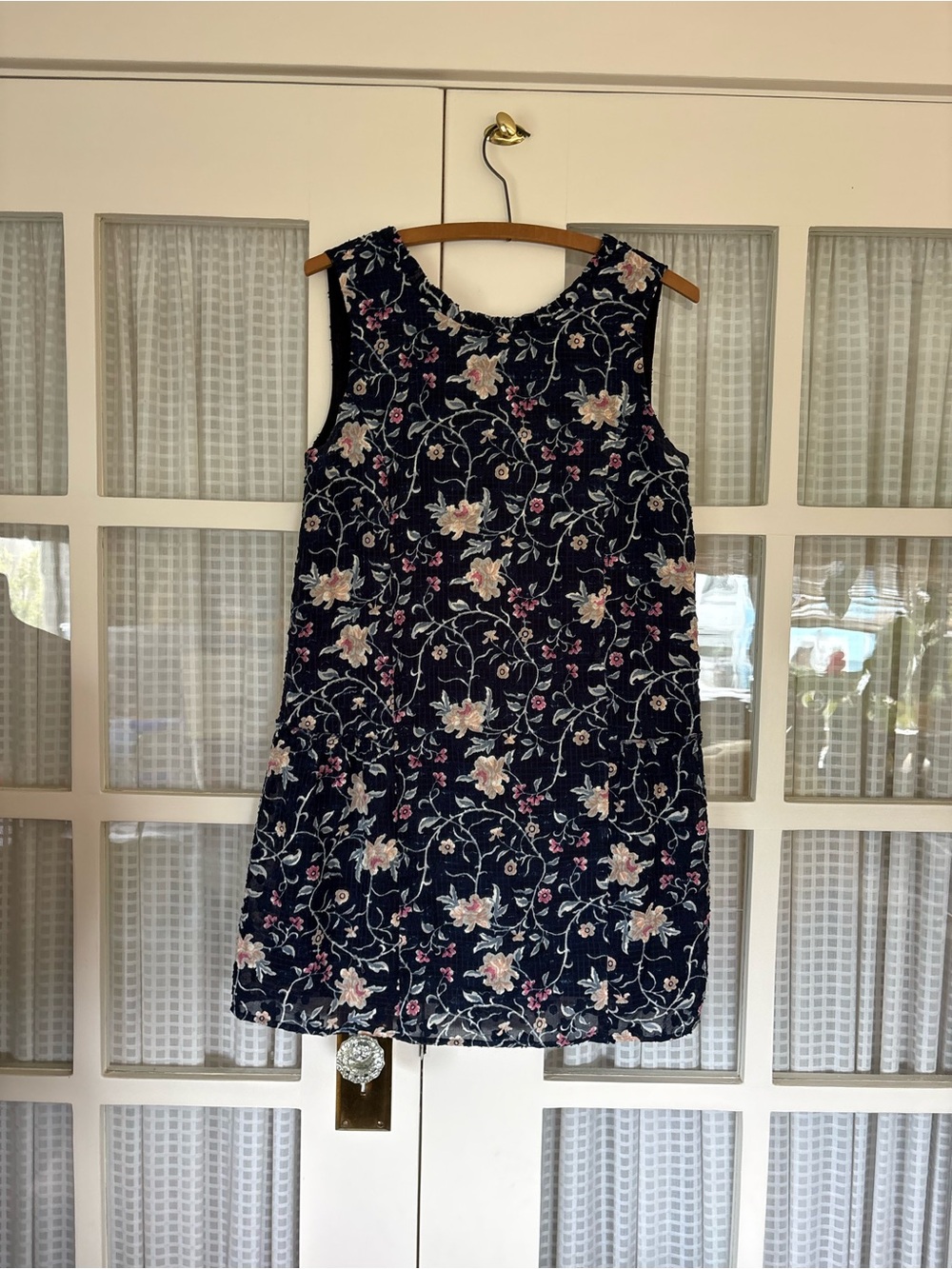 Sezane Navy Floral Shift Mini Dress